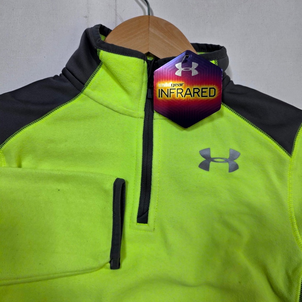 Under Armour Pullover Boys YSM Neon Yellow ColdGear Infrared 1/4 Zip Fleece